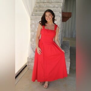 Selfie Leslie Mika Gala Lilywhyt Red Ruched Bust Basque Waist Small Maxi Dress
